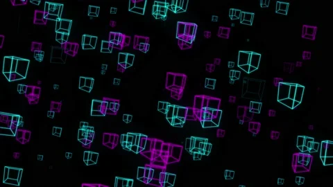 Pink and blue cubes floating motion graphic background, abstract cubes Stock Footage 171449073