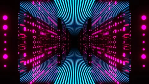 Pink and Blue Data Tunnel Abstract Servers Background VJ Loop in 4K 動画素材 344102359