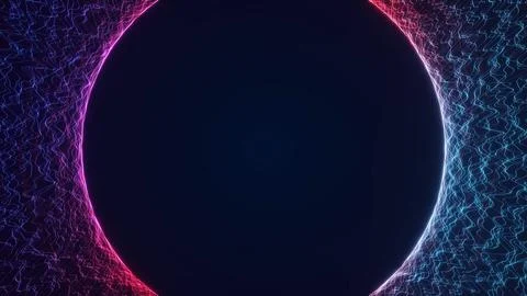 Pink and blue digital wave frame on dark background, futuristic abstract bo.. Stock Illustration