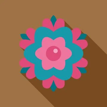 Pink and blue flat design flower icon with shadow 스톡 일러스트