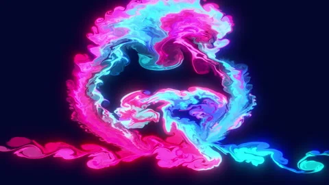 Pink and blue fluids mixing. Paint marbling or ink in water effect. Stock Footage 344512386