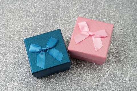 Pink and blue gift boxes  Stock Photos