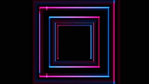 Pink and blue glowing neon tech squares abstract motion background Stock Footage