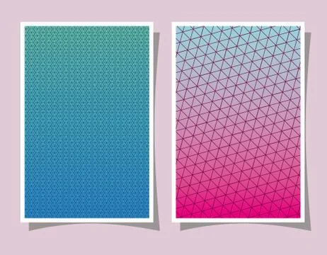 Pink and blue gradient and pattern backgrounds frames vector design Stockillustratie
