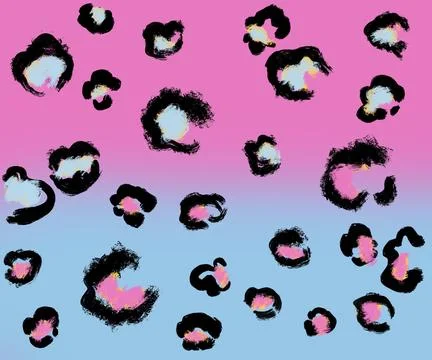 Pink and blue gradient leopard seamless pattern illustration Stock Illustration