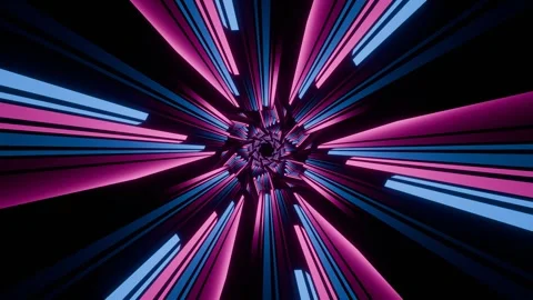 Pink and Blue Hexagonal Neon Lines Tunnel Background VJ Loop in 4K Stock Footage 300773508