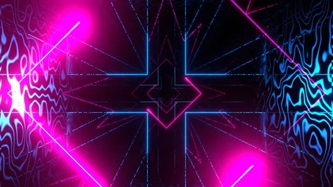 Pink and Blue Infinite Procedural Neon Background VJ Loop in 4K Video stock 337926435