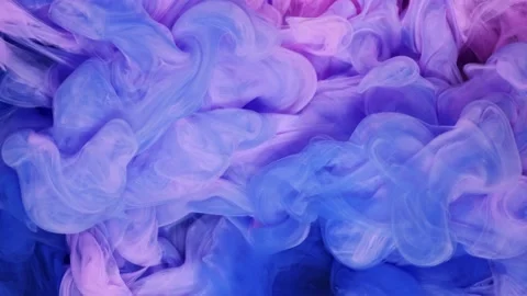 Pink And Blue Ink Cloud Collision. Paint Mixing In Water. Slow Motion. Black Stock Footage 236360254
