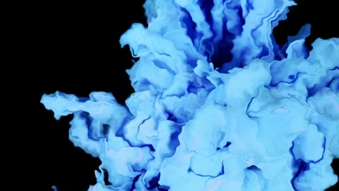 Pink And Blue Ink Cloud Mixing In Water. Slow Motion. Black Background. Abstract Stock Footage 264102719