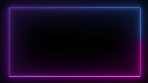 Pink and Blue Neon Rectangle Border on Black Background Stock Footage 318213768