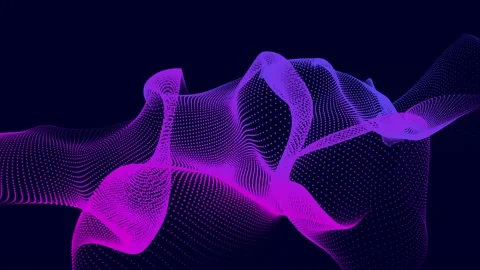 Pink and blue particles move on a blue background, abstract 2d graphics Vídeo Stock 207952708