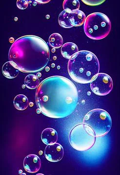 Pink and blue soap bubbles abstract background. Stock Illustration