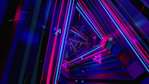 Pink and blue walls triangular abstract VJ loop Video stock 234226304