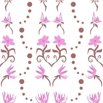 Pink And Brown Vector Repeatable Pattern On White イラスト素材