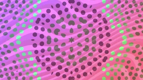 Pink and coral gradient with flowing waves and dark dot pattern a blending 스톡 동영상 333308334