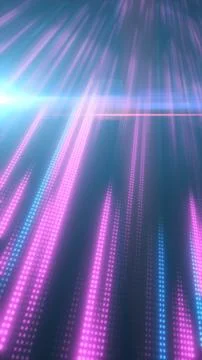 Pink and cyan digital light streams with dotted data lines, lens flare, and.. Illustrazione stock