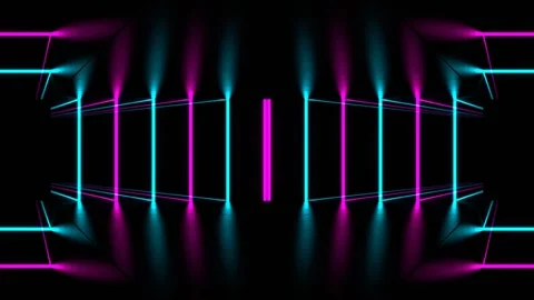 Pink and Cyan Lines Move in Different Directions Kaleidoscope Background VJ Loop Video stock 339698828