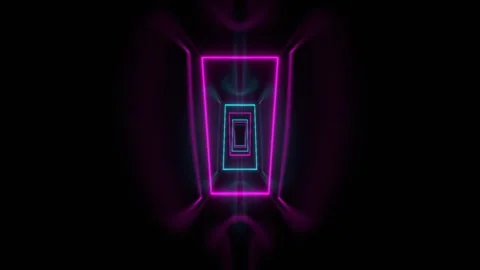 Pink and Cyan Neon Frames Corridor Background VJ Loop in 4K Stock Footage 310037075