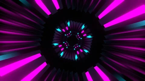 Pink and Cyan Neons Reverse Movement Tunnel Background VJ Loop in 4K Stock Footage 313382335