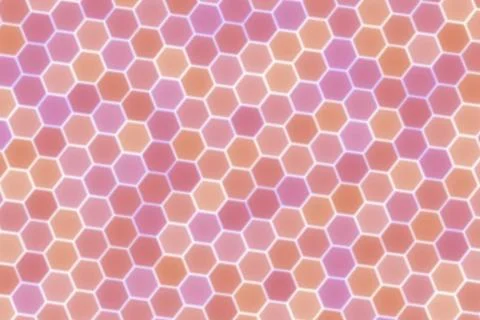 Pink and gold honeycomb pattern with hexagons and outline Stock Illustration