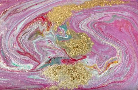 Pink and gold marbling pattern. Golden marble liquid texture. Stock Illustration