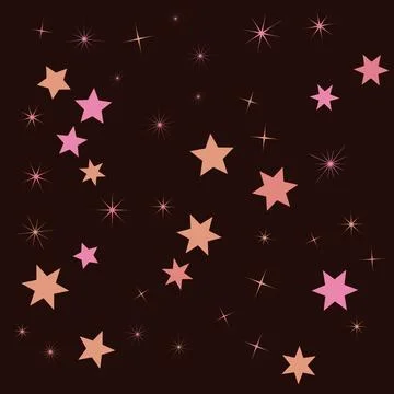 Pink and gold stars pattern on dark background Stock Illustration