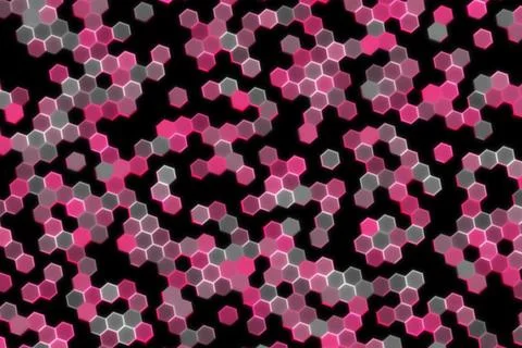 Pink and gray hexagon glitter glittering on black background Stock Illustration