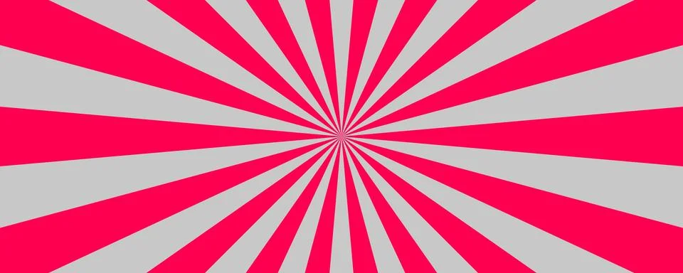 Pink and gray sunburst pattern, radiating pop art background, retro ray desig Illustrazione stock
