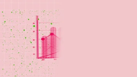 Pink and Green Abstract Data Visualization with Grid and Bubbles image phot.. Stock Footage 321454156