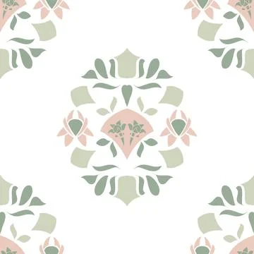 Pink And Green Abstract Pattern On White Stock Illustration