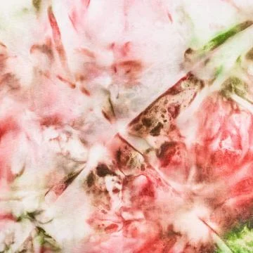 Pink and green abstract pattern on silk batik textile background - pink an... 스톡 사진