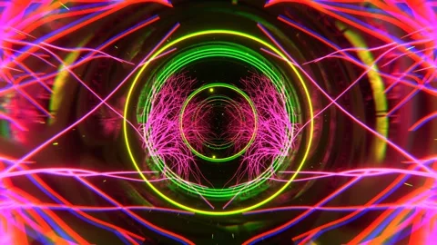 Pink and Green Magic Tunnel with Glowing Trees and Rings Background VJ Loop  Stock Footage 344099259
