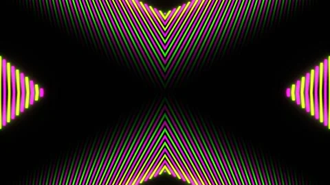 Pink and Green Neon Rays Disappear Into Distance Kaleidoscope Background Loop Video stock 332499692