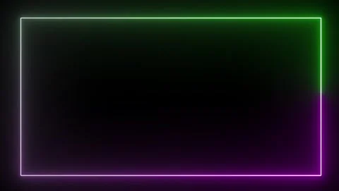Pink and Green Neon Rectangle Border on Black Background Stock Footage 318213770