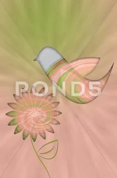 Pink and green retro flower background Stock Illustration
