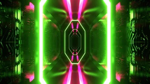 Pink and Green Sci-Fi Cybernetic Strobe Tunnel Background VJ Loop l 4K Stock Footage 304060153