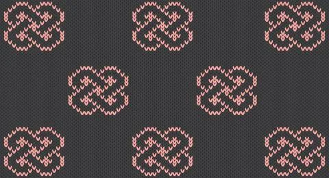 Pink and grey knitting pattern, Festive Sweater Design. Seamless Knitted Pa.. Stock Illustration