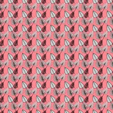 Pink and grey tropical pattern with palm leaves Stock Illustration