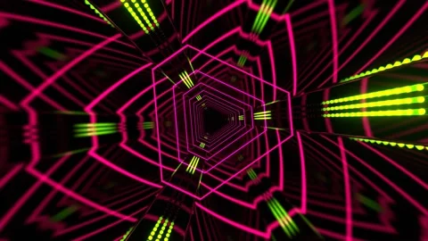 Pink and Light Green Rotating Neon Tunnel with Appearance Effect Background  Stock Footage 344098029
