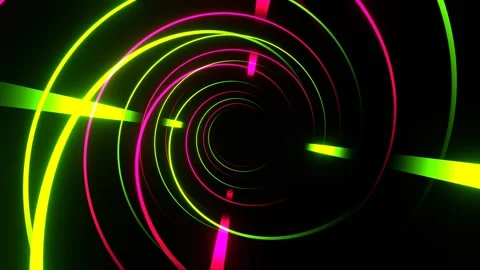 Pink and Lime Moving Fronted Neon Lines Background VJ Loop in 4K Stock Footage 263745646