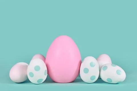Pink and mint green easter eggs with dots Stock Photos
