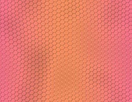 Pink and orange gradient snake skin pattern, round scale Illustrazione stock
