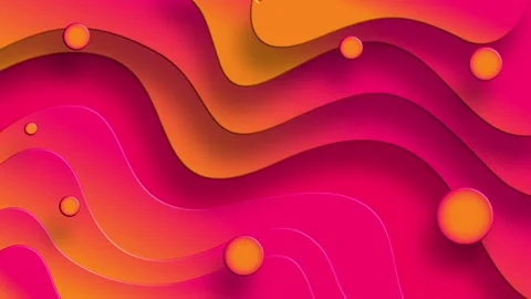 Pink and orange liquid waves with floating bubbles abstract 3d Stock Footage 327945287