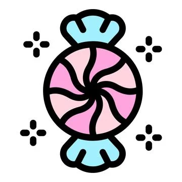 Pink and pastel round candy creating a spiral effect with blue wrapping Stock Illustration