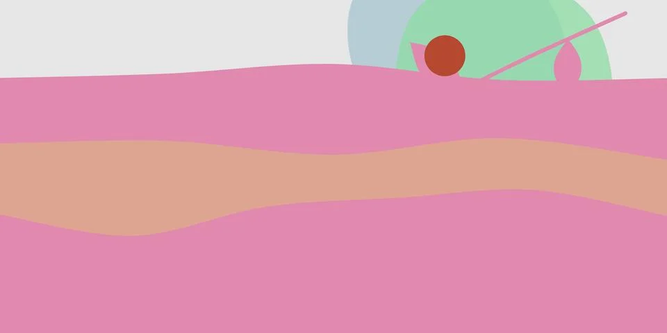 Pink and peach gradient background with green and blue abstract shapes Ilustración de archivo