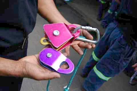 Pink and Purple Carabiners Stock Photos