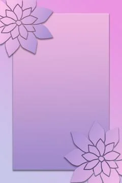 Pink and Purple Gradient Card Template with Floral Border Corners 스톡 일러스트
