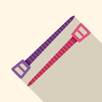 Pink and purple plastic cable ties fasteners Stock Illustration