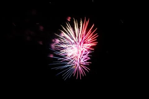 Pink and Red Firework Explosion Stock Photos