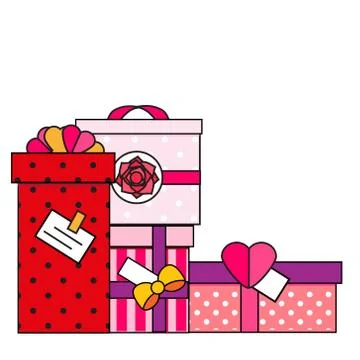 Pink and red gift boxes. Vector clip art Stock Illustration